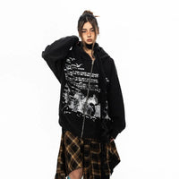 Letter Hooded Sweatshirt Washed Jacket