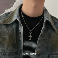 Çapraz Kolye Kristal Zincir Kolye 