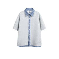 Plaid Patchwork Short Sleeve Casual Shirt