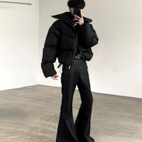 PU Deri Fırfırlı Punk Pantolonlar 