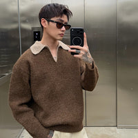 Faux pull en tricot à col en V deux pièces 