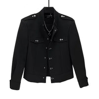 Veste courte à col montant et boutons en métal 