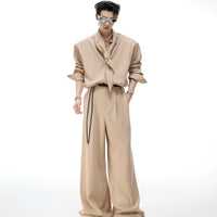 Conjunto de Camisa com Lenço Fluido e Calças Largas 