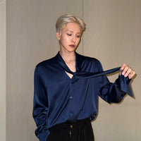 Asetat Saten Uzun Kol Gömlek 