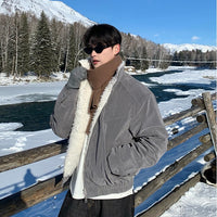 جاكيت شتوي مزود ببطانة من الفليس وياقة قائمة 