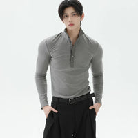 تي شيرت هينلي بأكمام طويلة ومقاس ضيق 