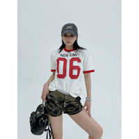 ジャージースタイルレタープリントスリムTシャツ 