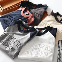 3D Embossed Text Print Crew Neck Sweatshirt