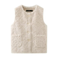 Chaleco frontal de botones Sherpa con bolsillos 