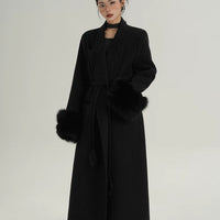 Fur Cuffs Wool Maxi Coat