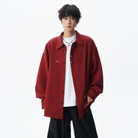 中国風メタルボタンオーバーサイズシャツ 