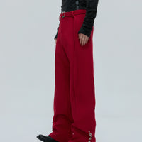 Metal Buttons Flared Slim Fit Pants