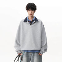 Yarım Fermuarlı Polo Yaka Sweatshirt 