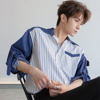 Striped Ice Silk Denim Shirt