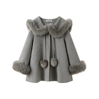 Fur Collar Hooded Wool Coat