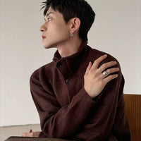 Knit Buttoned Turtleneck Sweater