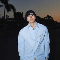 Camisa de solapa de ajuste relajado con adornos de strass 