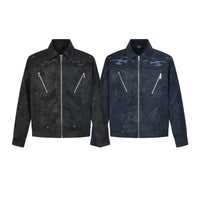 Veste de moto en cuir PU brodé 