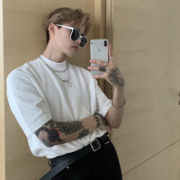 Camiseta Básica de Algodão com Gola Pequena 