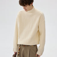 Velvet Textured Mock Neck Sweater