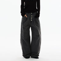 سروال واسع منحني غير رسمي 