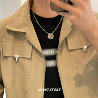 Round Cross Pendant Chain Necklace