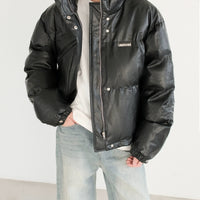 PU 가죽 단열 와이드 재킷 