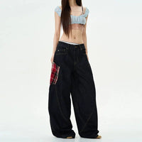 Patchwork Wide-Leg Denim Pants