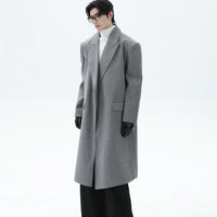 معطف ترينش متوسط الطول من الصوف بحجم كبير 