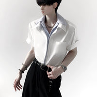 Çizgili Splice Kısa Kollu Gömlek Seti 