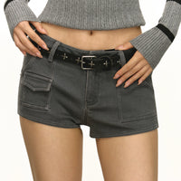 Retro Low Waist Slim Denim Shorts