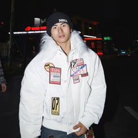 Nakışlı Yaman Peluş Yaka Kapüşonlu Ceket 