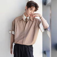 Chemise à manches courtes rayée 