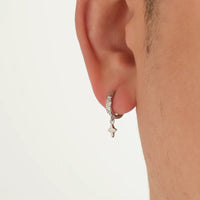 Silver Textured Hoop Dangle Earring