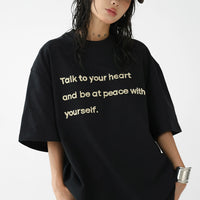 Büyük Harf Baskılı Kısa Kollu Tişört 