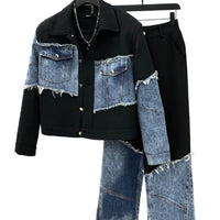 Denim Patchwork Jacket and Pants