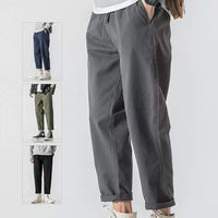 Spring Drawstring Cotton Elastic Waist Pants