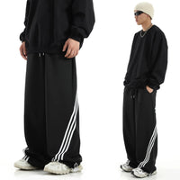 Wide-leg Striped Casual Sweatpants