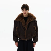 جاكيت بوفير مزود بحواف من الفرو الصناعي لفصل الشتاء 