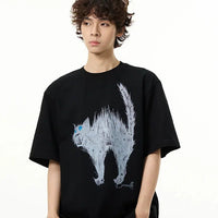 Cat Print Short-sleeved T-shirt