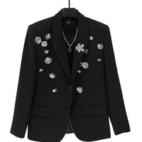 Veste de costume avec des embellissements en rose, Coupe décontractée 