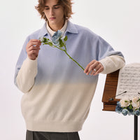Gradient Lapel Knit Sweater