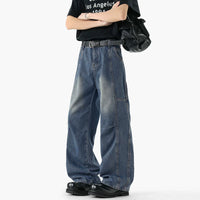 Washed Distressed Wide Leg Jeans