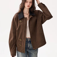 Stand Collar Button Bomber Jacket