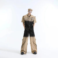 Washed Gradient Denim Suit