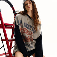 オフショルダー ジャカード レター ニット セーター 