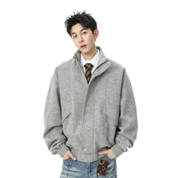 Stand Collar Wool Blend Casual Jacket