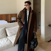 울 롱 무릎 위 트렌치 코트 