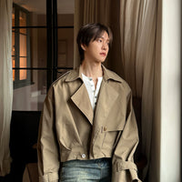 Chaqueta corta de rompevientos casual con cuello suelto 