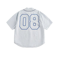 Striped Sheer Short-Sleeve Number Print Shirt